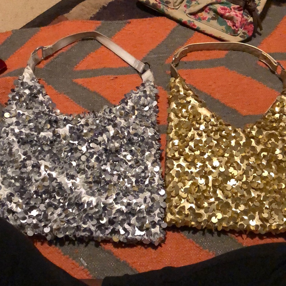 Two bags , gold and silver